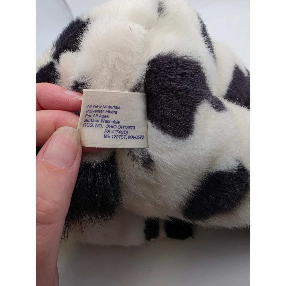 Vintage 1995 Soft Classics Toys R Us Cow Plush Black White Spotted 10 Inch
